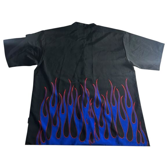 Vintage Easyriders Shirt Mens XXL Black Blue Flames Button Up Y2K Street Grunge - Picture 5 of 12
